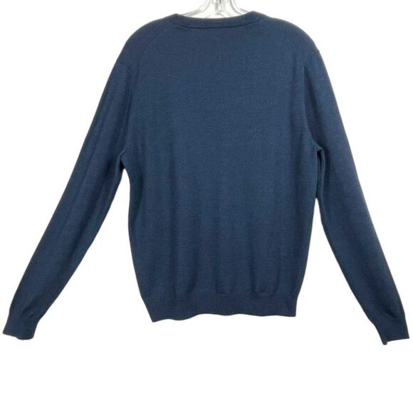 Bloomingdale’s The Men’s Store Merino Wool Crewneck Sweater Size Large Blue EUC - Picture 2 of 16